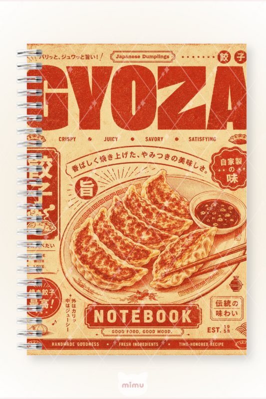 Vintage Gyoza Desenli 60 Yaprak Çizgisiz Okul Defteri A5 Spiralli Not Defteri