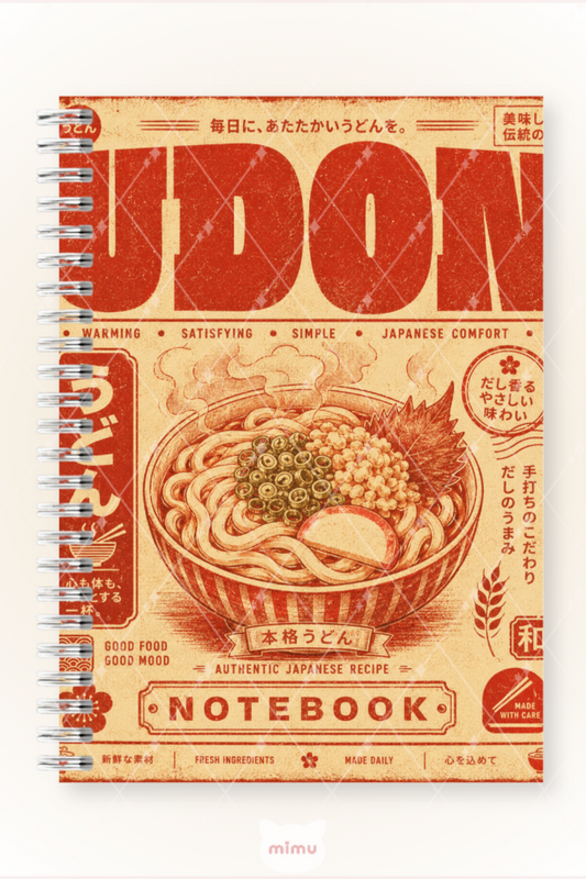 Vintage Udon Desenli 60 Yaprak Çizgisiz Okul Defteri A5 Spiralli Not Defteri