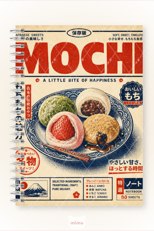 Çilekli Mochi Desenli 60 Yaprak Çizgisiz Okul Defteri A5 Spiralli Not Defteri