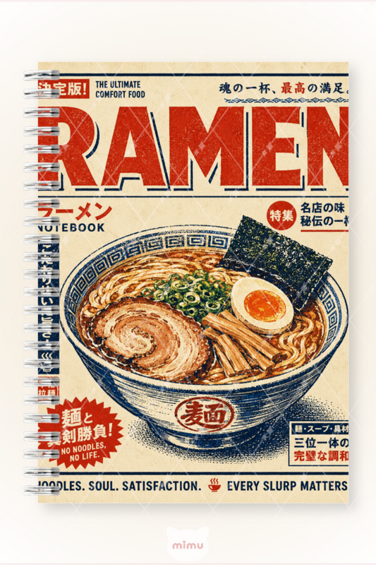Japon Ramen Desenli 60 Yaprak Çizgisiz Okul Defteri A5 Spiralli Not Defteri