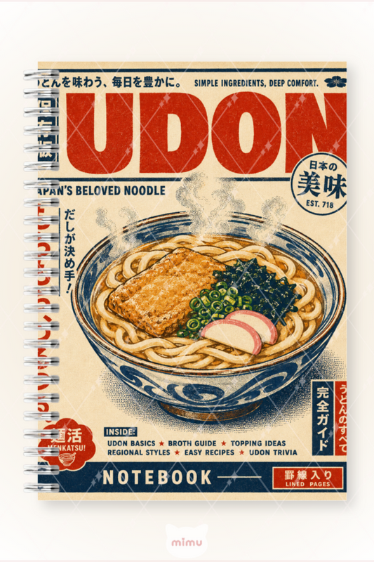 Japon Udon Desenli 60 Yaprak Çizgisiz Okul Defteri A5 Spiralli Not Defteri