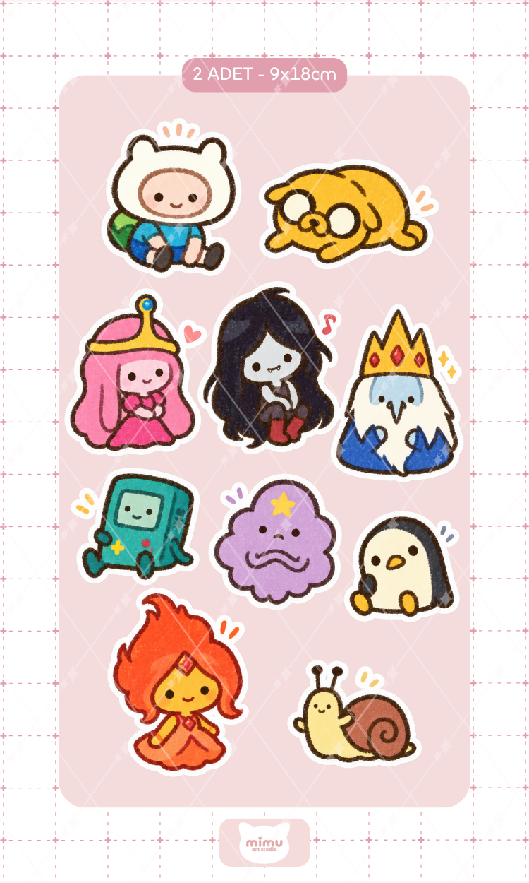 Adventure Time Çizgi Film Karakterleri Sticker Seti Finn Jake ve Arkadaşları Dekoratif Etiket 2 Adet