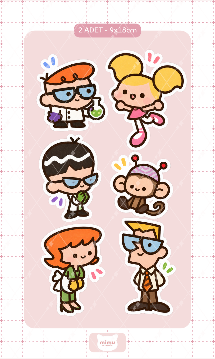 Dexter's Laboratory Çizgi Film Karakterleri Sticker Seti Dexter Dee Dee ve Arkadaşları Dekoratif Etiket 2 Adet