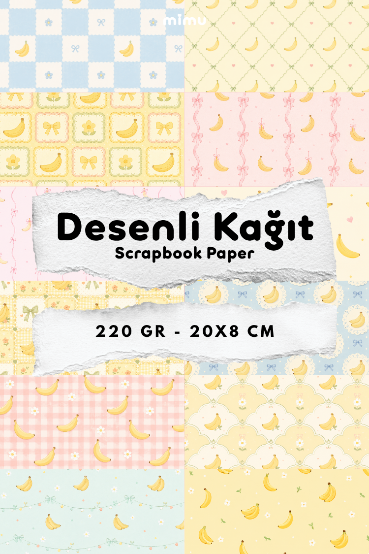 Desenli Kağıt Seti Scrapbook Kağıdı (220 gr) Ajanda Kolaj Junk Journal Bullet Journal Kağıtları