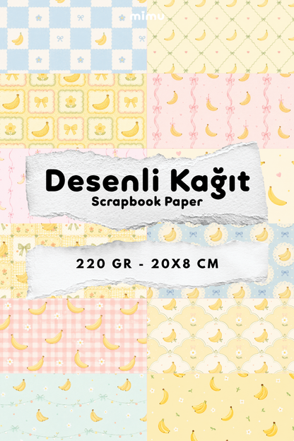 Desenli Kağıt Seti Scrapbook Kağıdı (220 gr) Ajanda Kolaj Junk Journal Bullet Journal Kağıtları