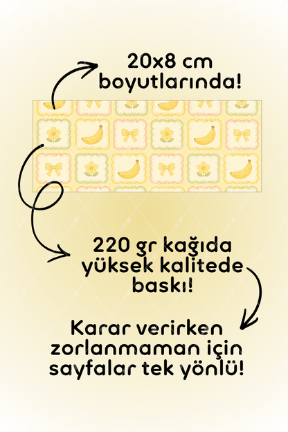 Desenli Kağıt Seti Scrapbook Kağıdı (220 gr) Ajanda Kolaj Junk Journal Bullet Journal Kağıtları