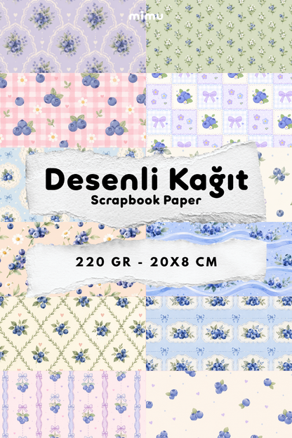 Desenli Kağıt Seti Scrapbook Kağıdı (220 gr) Ajanda Kolaj Junk Journal Bullet Journal Kağıtları