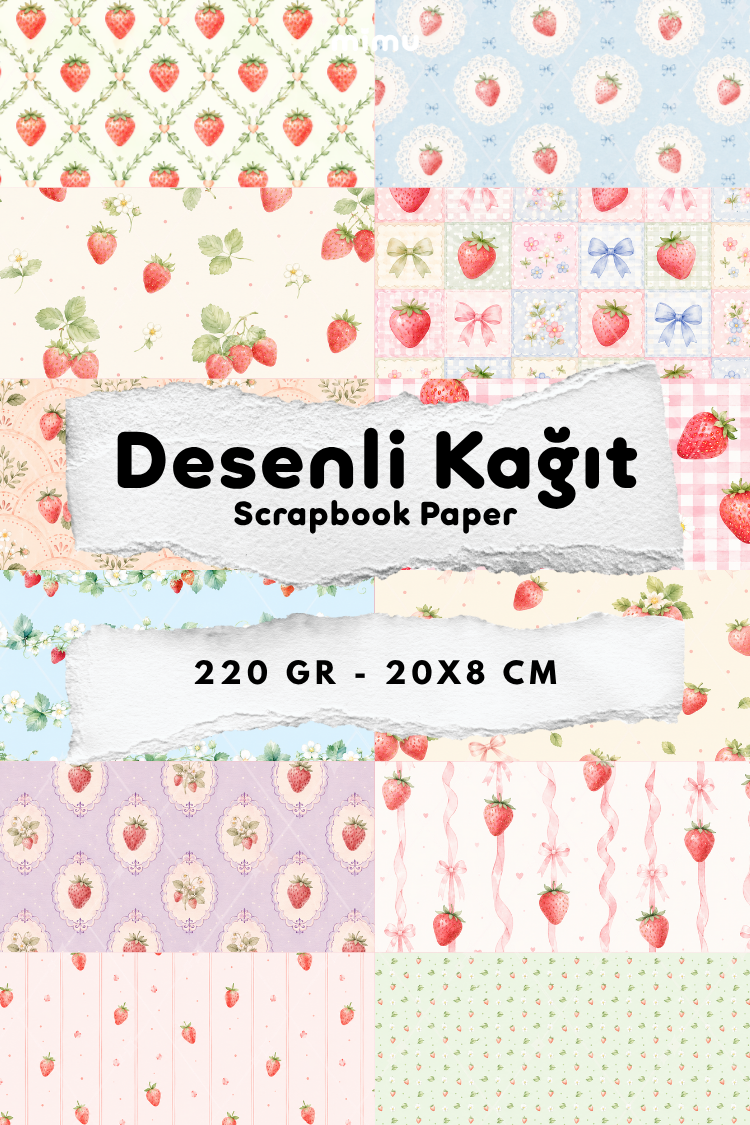 Desenli Kağıt Seti Scrapbook Kağıdı (220 gr) Ajanda Kolaj Junk Journal Bullet Journal Kağıtları