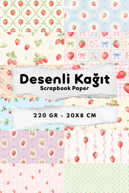 Desenli Kağıt Seti Scrapbook Kağıdı (220 gr) Ajanda Kolaj Junk Journal Bullet Journal Kağıtları
