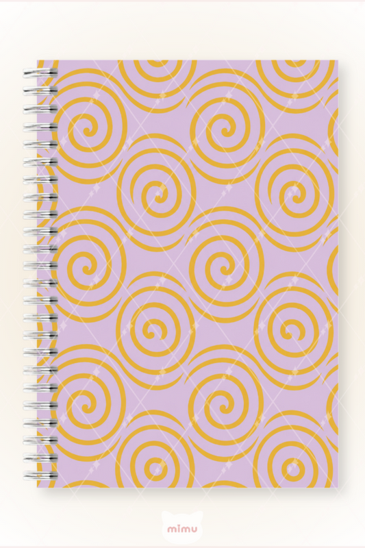Lila Turuncu Spiral Desenli 60 Yaprak Çizgisiz Okul Defteri A5 Spiralli Not Defteri