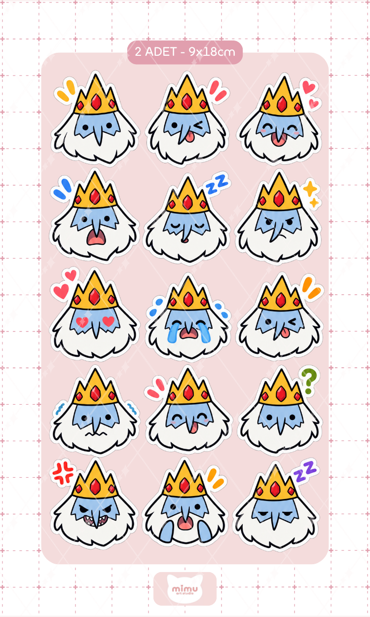 Ice King Yüz İfadeleri Sticker Seti Adventure Time Çizgi Film Karakteri Dekoratif Etiket 2 Adet