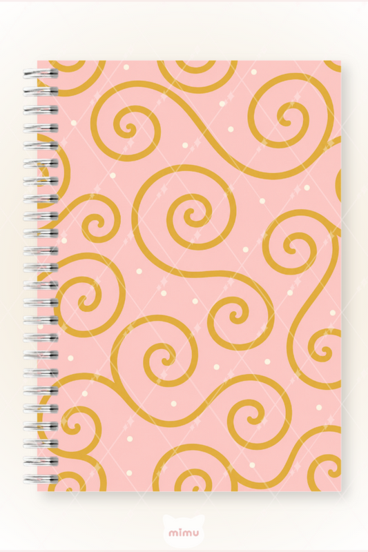 Pembe Spiral Desenli 60 Yaprak Çizgisiz Okul Defteri A5 Spiralli Not Defteri