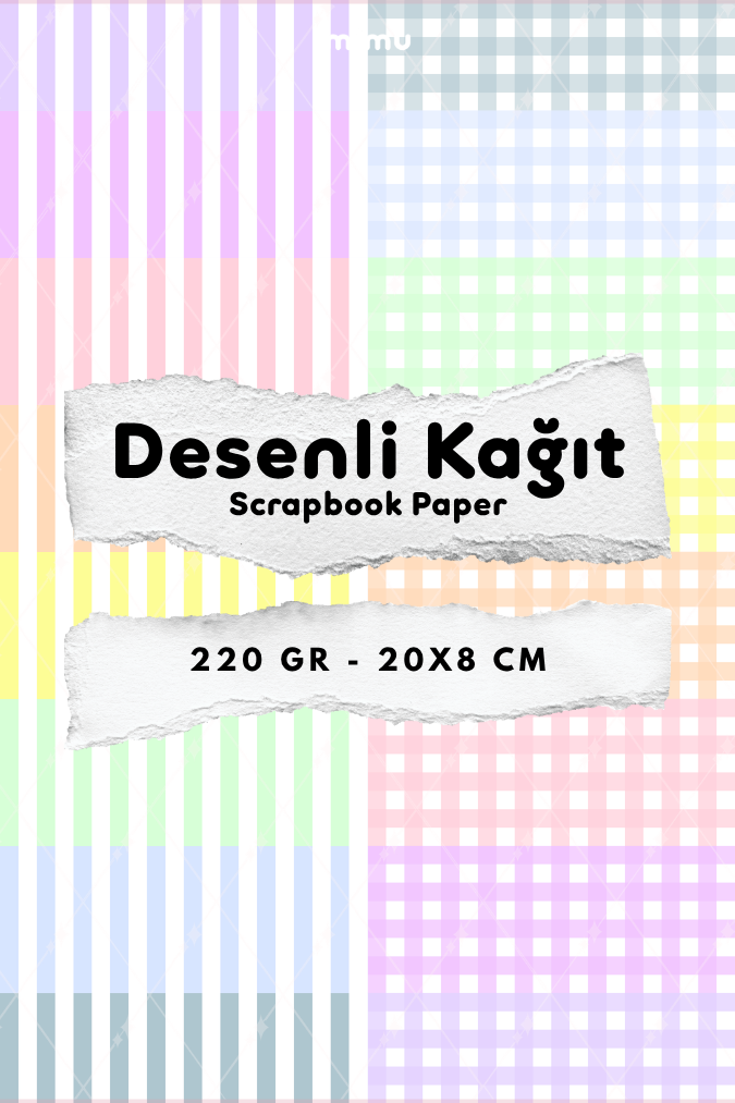 Desenli Kağıt Seti Scrapbook Kağıdı (220 gr) Ajanda Kolaj Junk Journal Bullet Journal Kağıtları