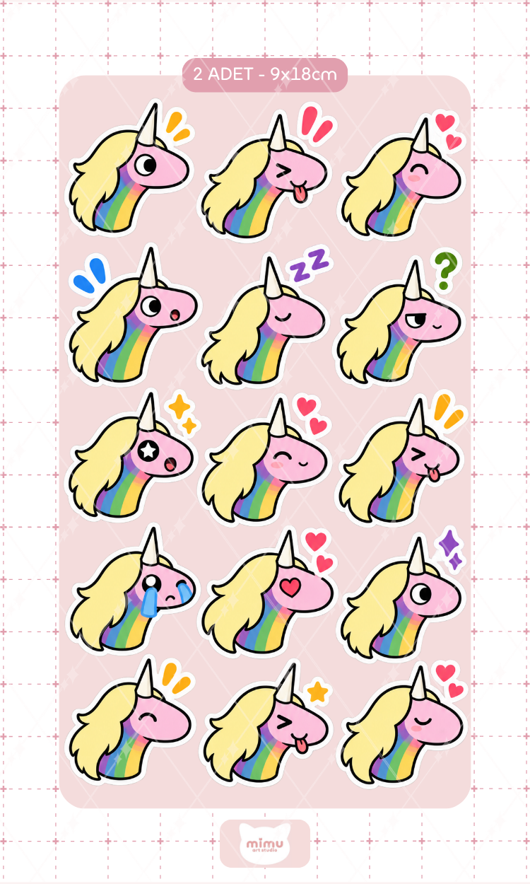 Lady Rainicorn Yüz İfadeleri Sticker Seti Adventure Time Çizgi Film Karakteri Dekoratif Etiket 2 Adet