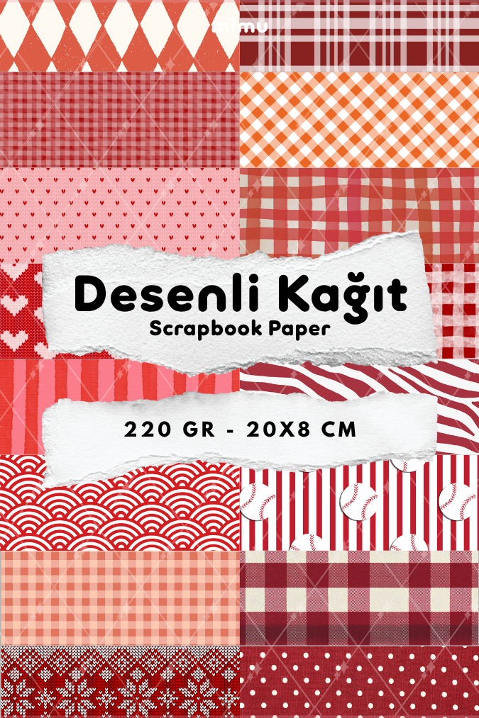 Desenli Kağıt Seti Scrapbook Kağıdı (220 gr) Ajanda Kolaj Junk Journal Bullet Journal Kağıtları