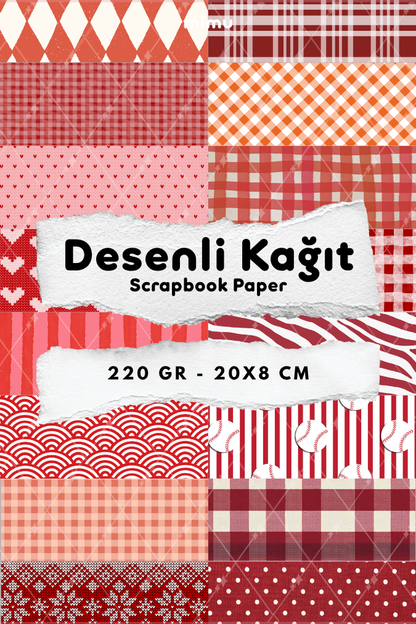 Desenli Kağıt Seti Scrapbook Kağıdı (220 gr) Ajanda Kolaj Junk Journal Bullet Journal Kağıtları