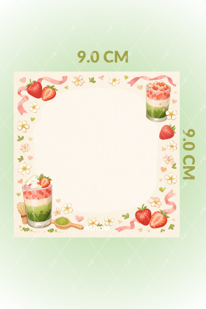 Matcha Memo Pad Seti Çilekli Matcha Latte Tatlı Temalı 6lı Çek Kopart Notluk