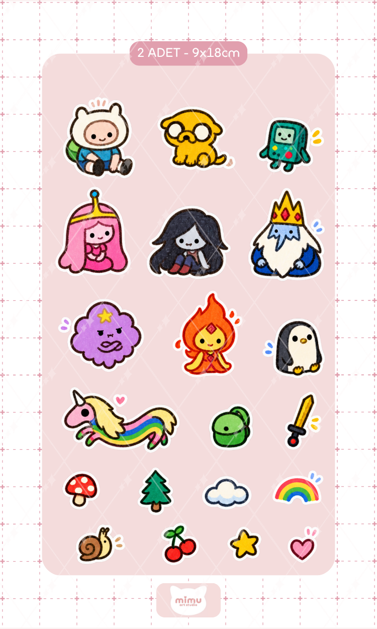 Adventure Time Sticker Seti Adventure Time Çizgi Film Karakteri Dekoratif Etiket 2 Adet