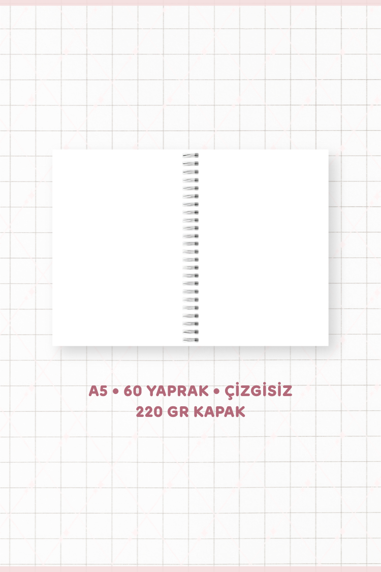 Balkabağı ve Mum Desenli 60 Yaprak Çizgisiz Okul Defteri A5 Spiralli Not Defteri - 2