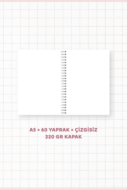 Balkabağı ve Mum Desenli 60 Yaprak Çizgisiz Okul Defteri A5 Spiralli Not Defteri - 2