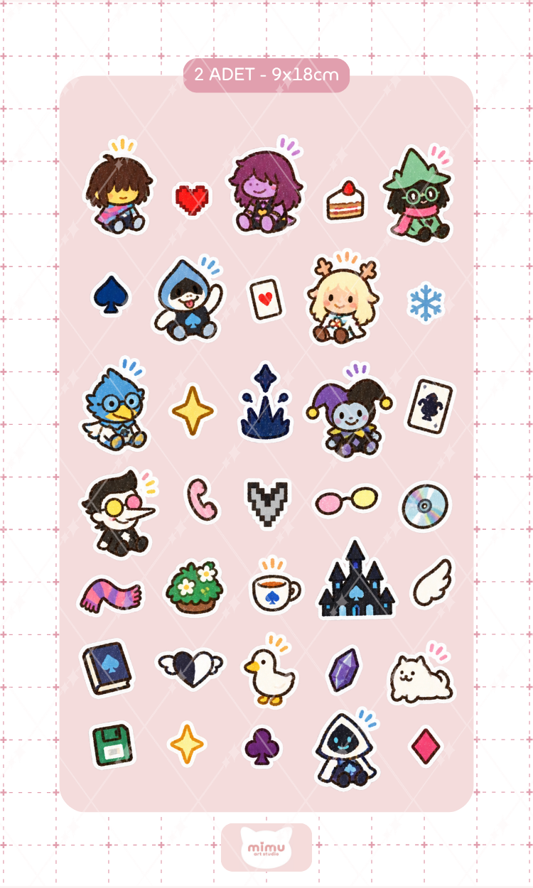 Deltarune Sticker Seti Deltarune Oyun Karakteri Dekoratif Etiket 2 Adet
