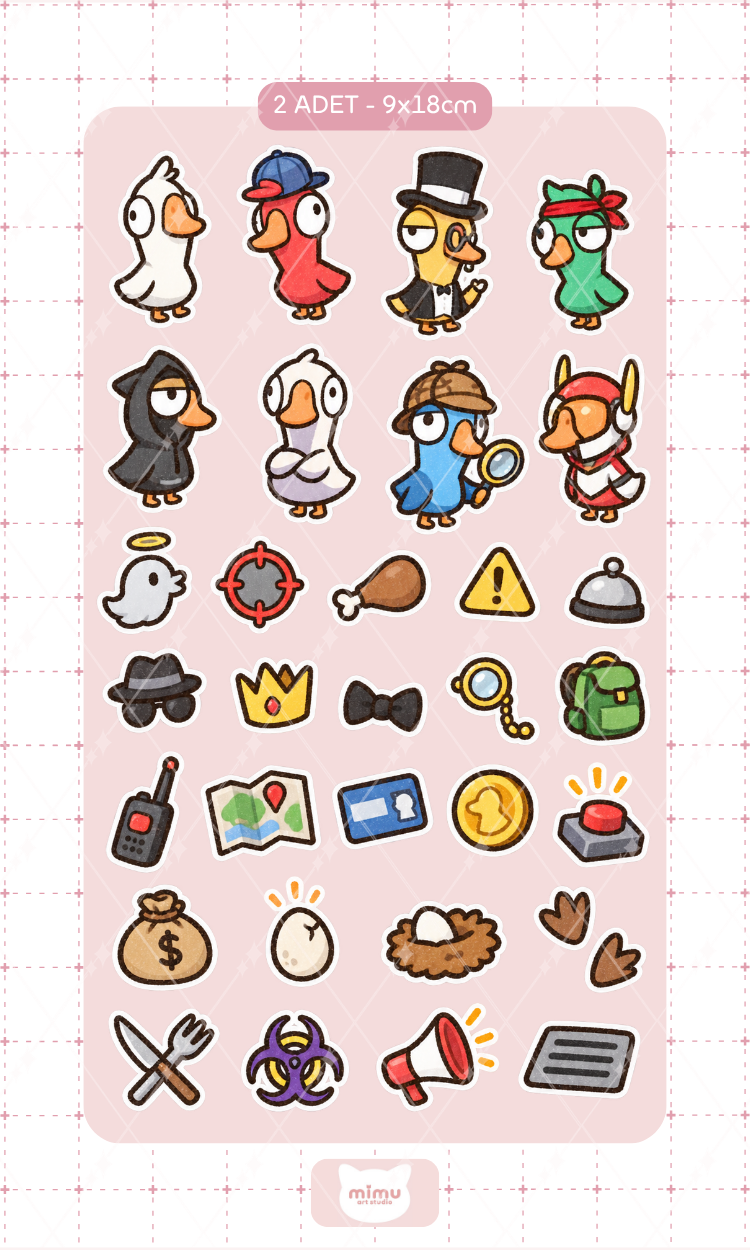 Goose Goose Duck Sticker Seti Goose Goose Duck Oyun Karakteri Dekoratif Etiket 2 Adet