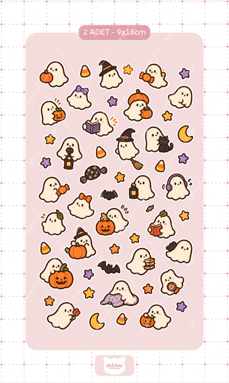 Hayalet Sticker Seti Halloween Temalı Dekoratif Etiket 2 Adet