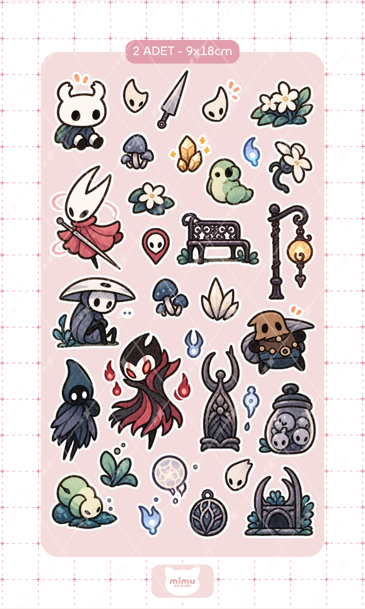 Hollow Knight Sticker Seti Hollow Knight Oyun Karakteri Dekoratif Etiket 2 Adet