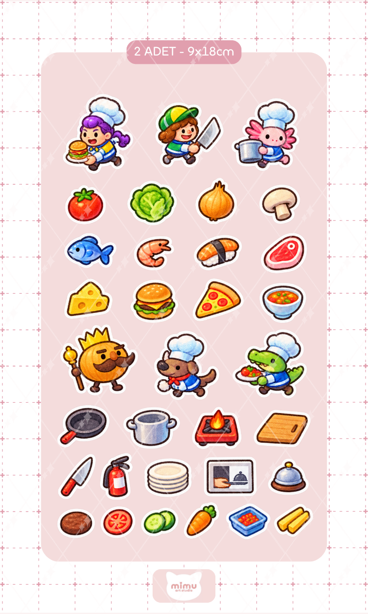 Overcooked Sticker Seti Overcooked Oyun Karakteri Dekoratif Etiket 2 Adet