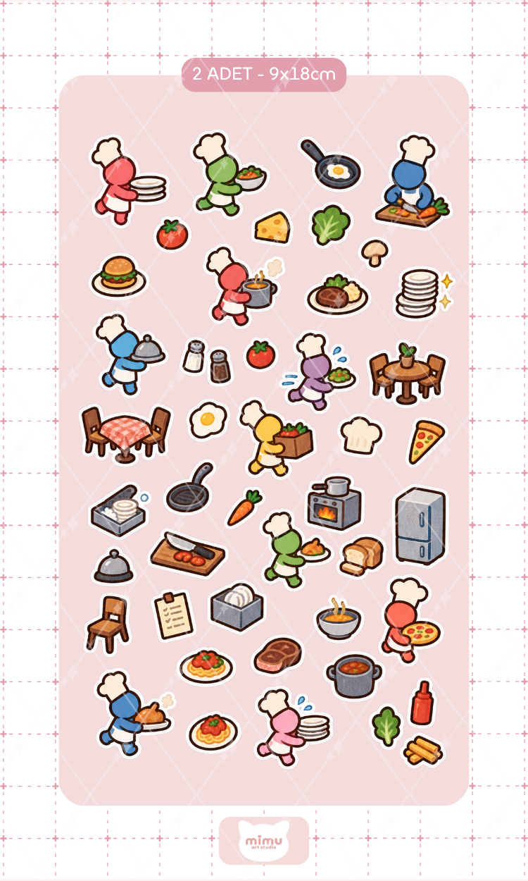 PlateUp! Sticker Seti PlateUp Oyun Temalı Dekoratif Etiket 2 Adet