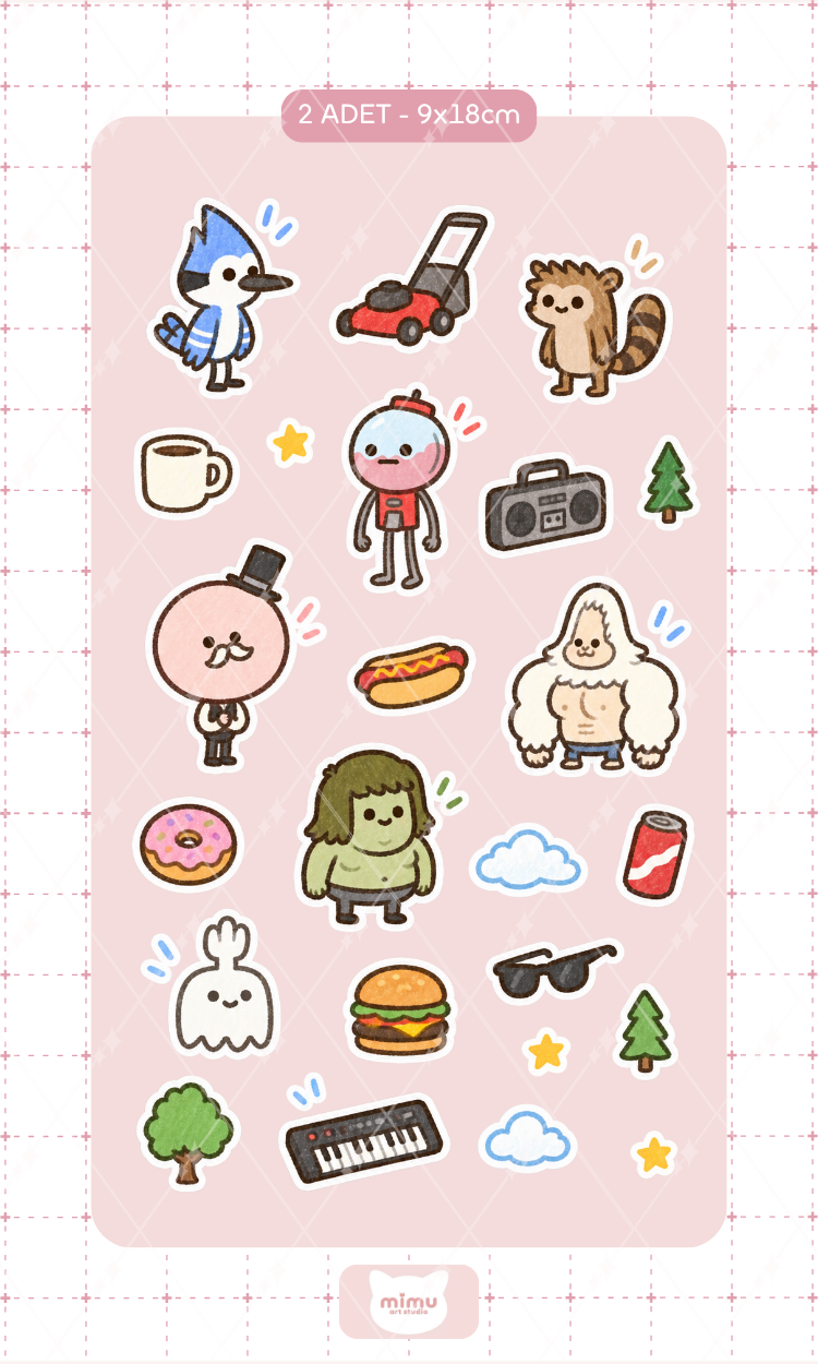 Regular Show Sticker Seti Regular Show Çizgi Film Karakteri Dekoratif Etiket 2 Adet