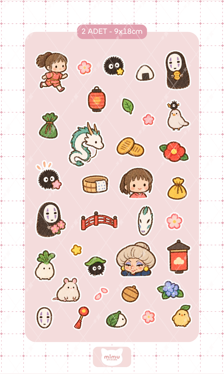 Spirited Away Sticker Seti Ruhların Kaçışı Anime Karakteri Dekoratif Etiket 2 Adet