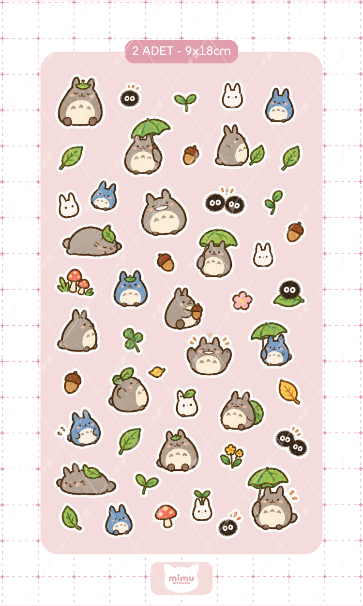 Totoro Sticker Seti My Neighbor Totoro Anime Karakteri Dekoratif Etiket 2 Adet